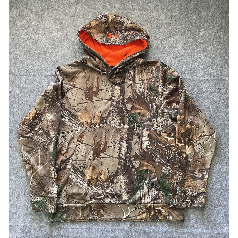 Under Armour Realtree Camo Hoodie Sweatshirt Mens L Pullover Fleece Loose Fit